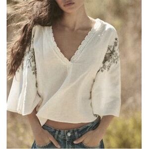 ZARA | Linen Blend Butterfly Wing Top
